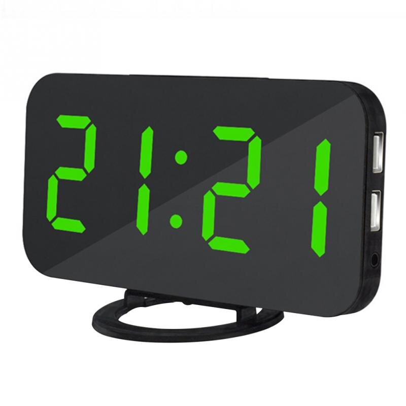 Digitalt vækkeur natlys med stort 6.5 "letlæseligt led -display med dæmper bedste elektriske ur -snooze -funktion: Sort grøn