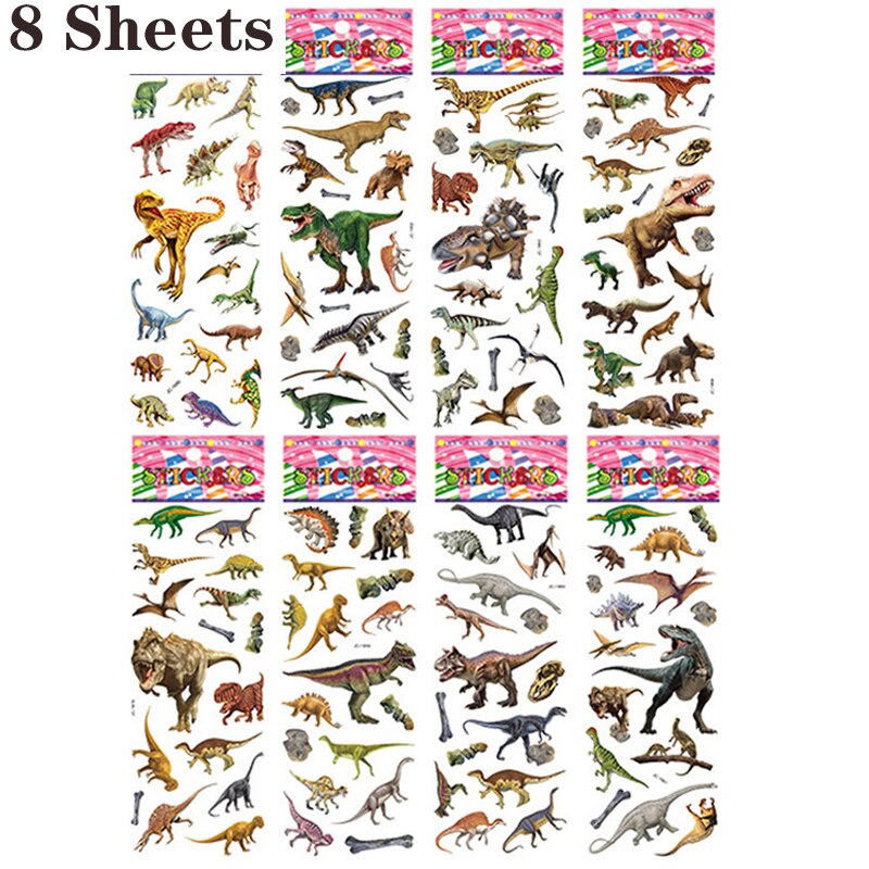 20/8 Diffetent Lenzuola 3D Puffy Adesivi All'ingrosso per le Ragazze Dei Ragazzi Animale di Pesce Auto Dinosauro Del Fumetto Classic Education Giocattoli Per Bambini Regali: 8 sheets R dinosaur