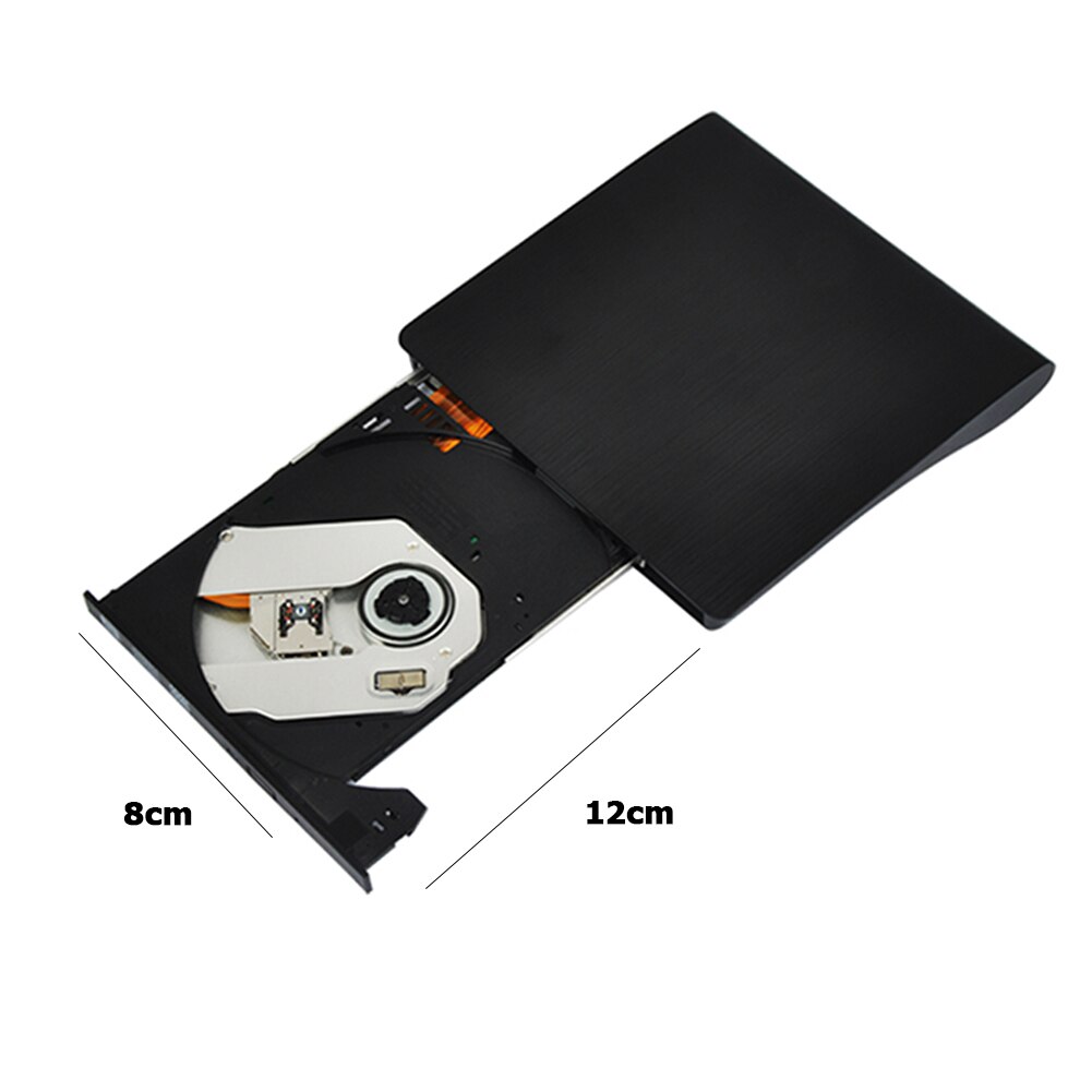 Unidad de CD externa portátil, Lector de DVD ROM, portátil, USB 3,0, Ultra delgado, CD, DVD, ROM: Black