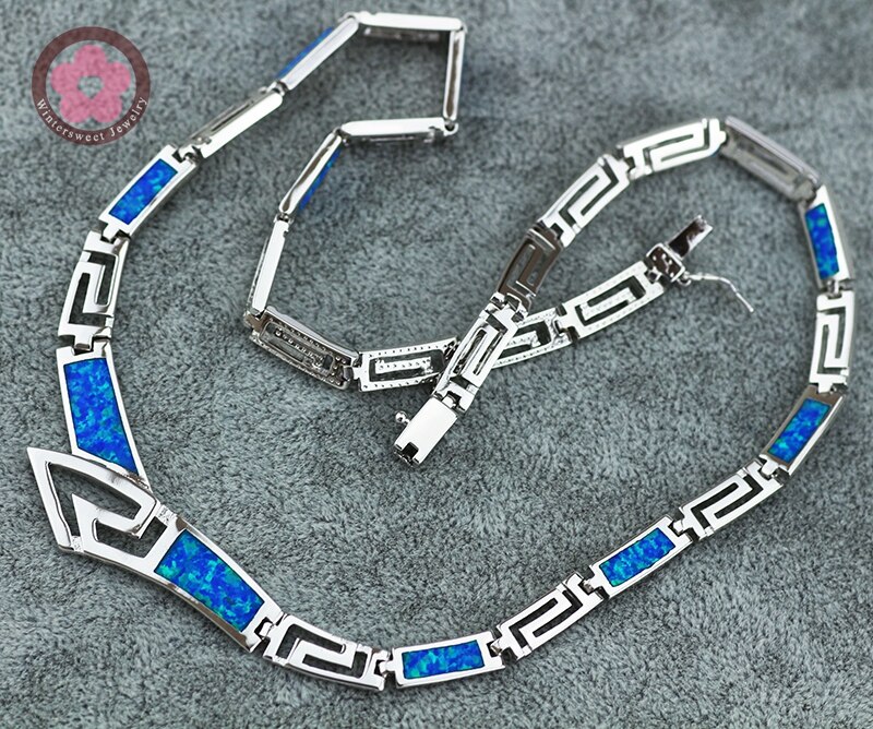 JZN0006 Necktie Shape Necklace Unique Top Blue Opal Gem Necklace for charm Women Jewelry Christmas