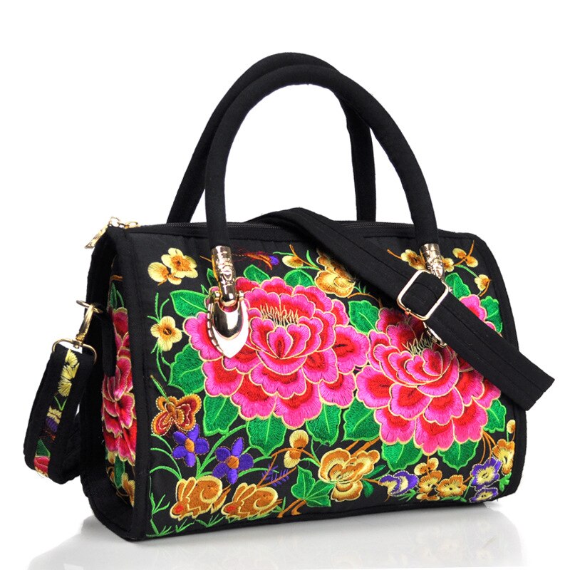 Veowalk-Bolso de mano bohemio para mujer, bolsa de lona bordada con flores, Estilo Vintage, Casual, étnico, para compras, con cremallera, bolso de viaje: Model 13