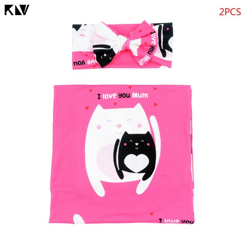 Ensemble de couverture et bandeau pour nouveau-né, lange en coton avec animaux de dessin animé,  r2jf pièces: 5