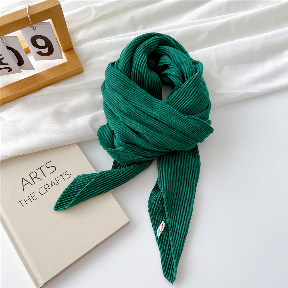 Lenços Bandana Grandes para Mulheres, Rugas Hijab, Xales Quadrados, Envoltórios, Lenços Macios de Pescoço de Algodão, Monocromáticos, 90cm: Verde