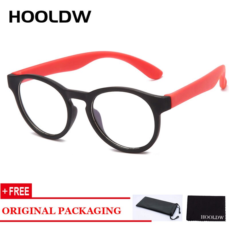 Pyöreä sininen valo lasten silmälasit lasten optiset kehykset silmälasit pojat tytöt tietokone läpinäkyvät estävät heijastamattomat silmälasit: Musta punainen