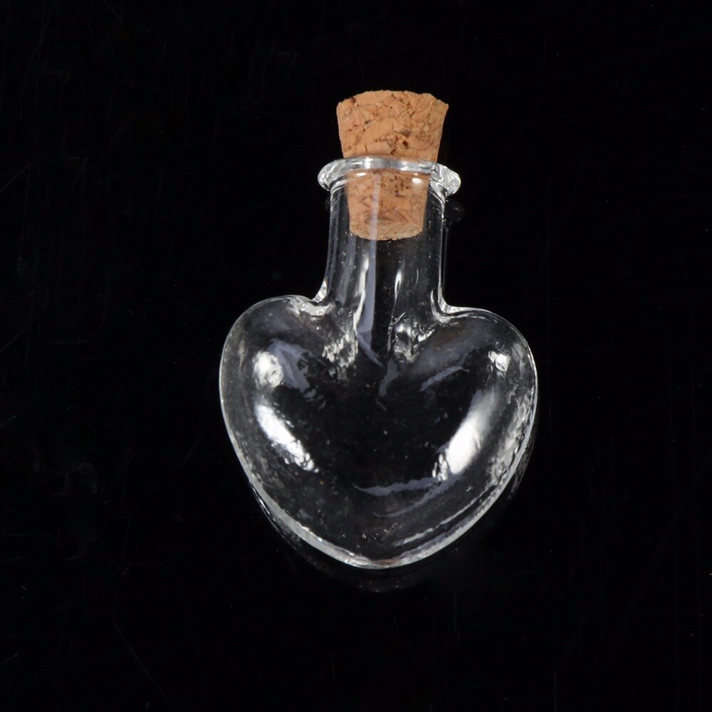 10 stk kærlighed hjerteform mini ønske note håndværk glasflasker krukker med kork (klar)