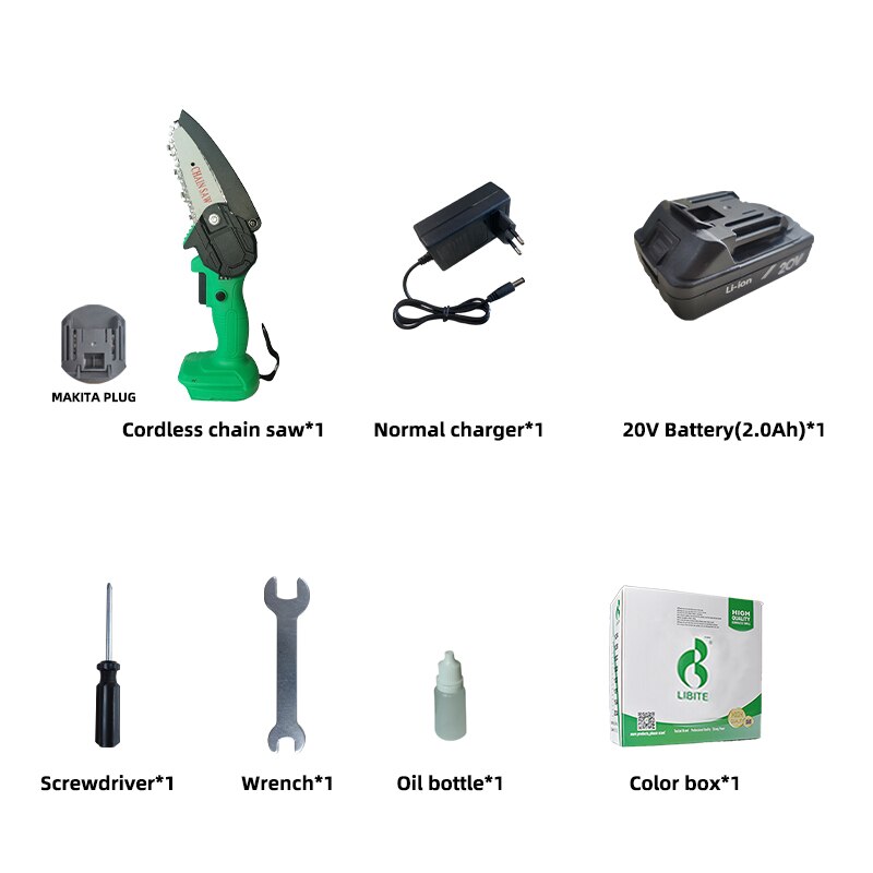 Elektrische Mini Kettensägen Rebschnitt Kettensäge Cordless Garten Baum Bush Cuttting Trimmen Sah Für Holz Schneiden Mit Lithium-Batterie: 2Ah 1B 1C ColorBox / US
