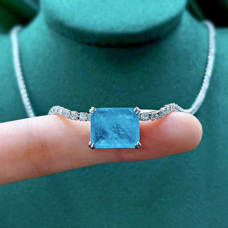 Oevas 100% 925 sterling silber paraiba smaragd high carbon diamant anhänger halskette für damen funkelnder partyschmuck