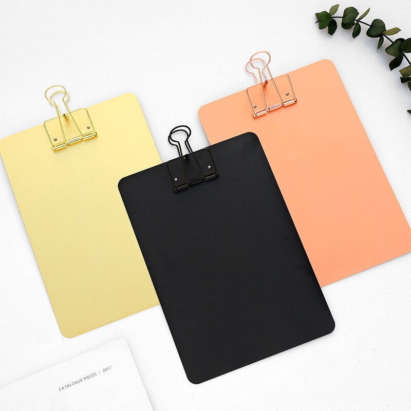 Metal Clipboard with Storage Folder Paper File Wordpad Writing Pad Artboard Clip Board Hanging Plate Holder Office Clamp Board