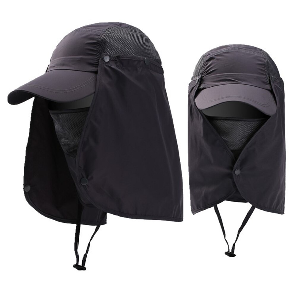 Zon Caps Flap Hoeden 360 Graden Solar Uv Bescherming Zonnehoed Zomer Mannen Vrouwen Zonneklep Cap Vouwen Verwisselbare Nek gezichtsmasker Hoofd: Dark Grey