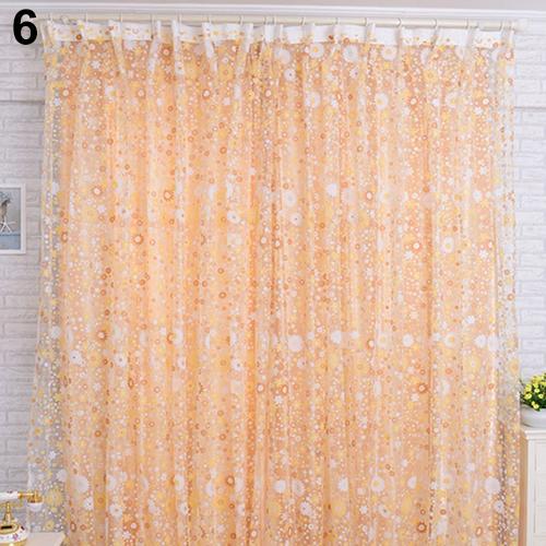 Pastorale Bloemen Voile Sheer Tulle Venster Interieur Gordijn Volant Deur Scheidingswand Drape Decoratie Gordijnen: Oranje