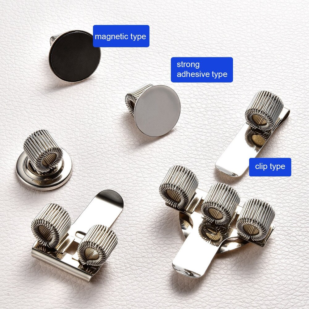 10 Pezzi in Acciaio Inox Supporto Della Penna con Molla Regolabile ciclo continuo Adatto A quasi Tutte Le Penne Dimensioni (forte Adesivo, clip e Magnetico)