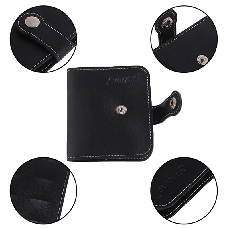 Wallet Acoustic Electric Plectrum Mix Black Square Leather Guitar Pick Holder Bag