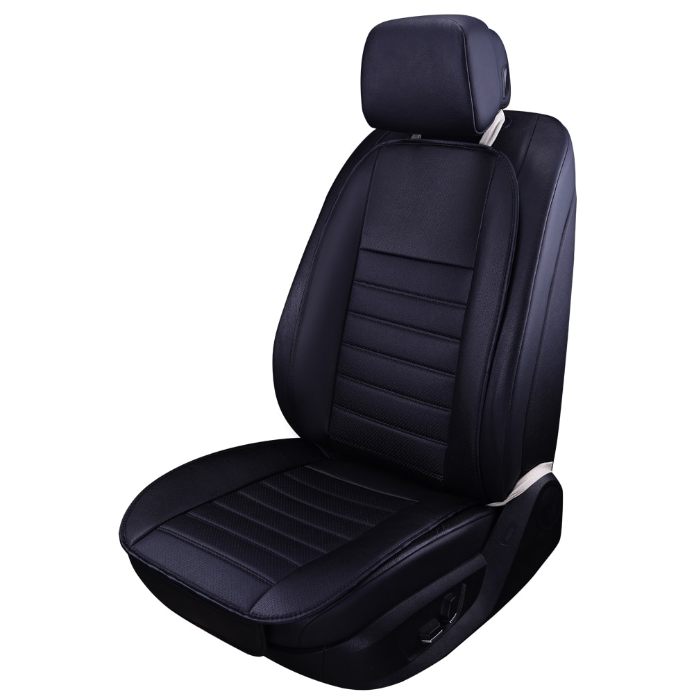 Aiyomo almofada para assento de carro, de couro pu, luxuosa, para a maioria dos carros, com encosto fino, 1 peça, 3 cores, não-capa de assento de carro silp