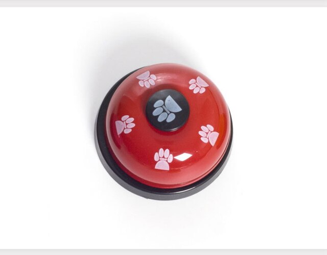 Dog footprints pet bell ringer call ordering bell trainer metal ringing dog cat intelligence toy: Red