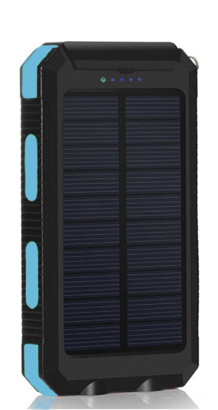 Portable Batterie Portable Solaire 20000mah chargeur pour Mobile Imperméable À L'eau En Plein Air Bricolage Batterie NIDIFICATION Lumière LED L'interface Micro USB: blue