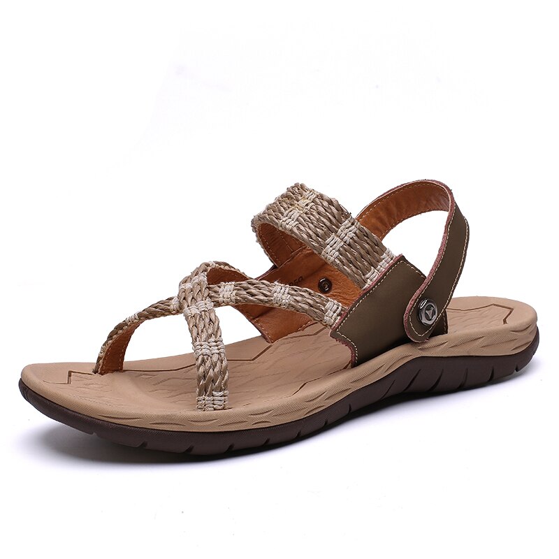 Mænd sandaler sommer mænd sko strandsandaler mand udendørs afslappet sneakers sandalia masculina: Beige / 9