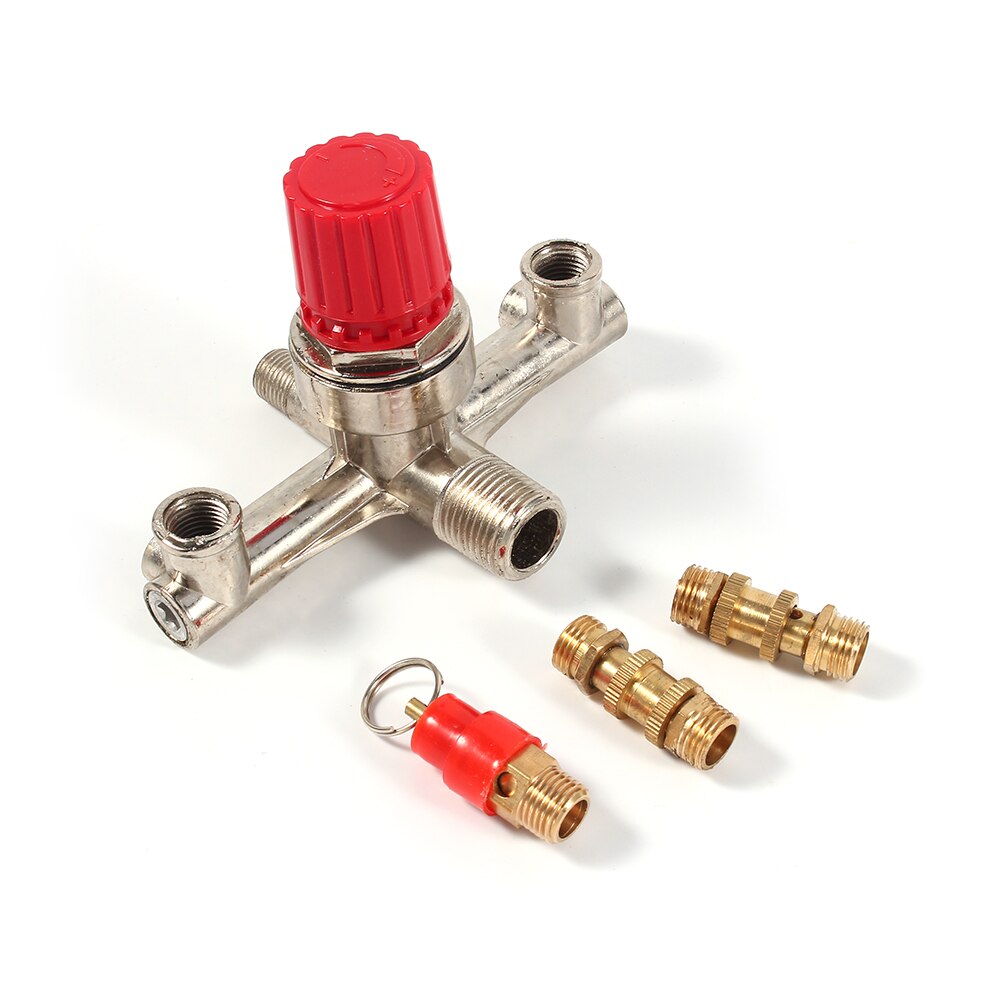 Dubbele Uitlaat Buis Legering Luchtcompressor Schakelaar Drukregelaar Valve Fit Deel Pressure Release Regulator Druk Beugel
