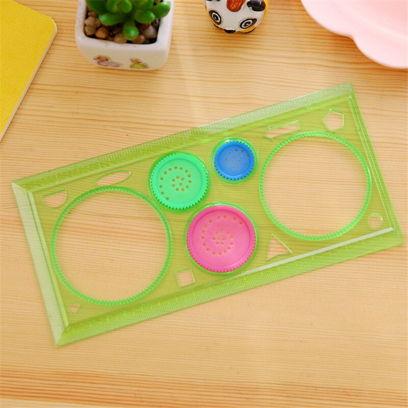 Pintura multifunción rompecabezas espirógrafo regla geométrica herramientas de dibujo Kawaii Plantilla de círculos para niños dibujo: green