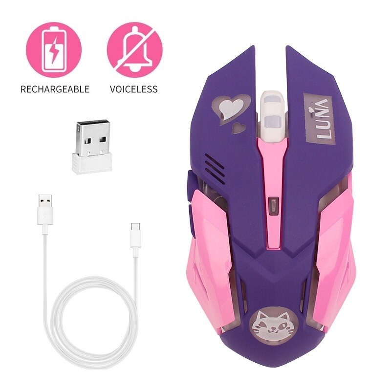 2.4Ghz Wired Gaming Muis Roze Computer Professionele E-Sport Muis 2400 Dpi Kleurrijke Backlit Stille Muis Voor Data laptop Pc