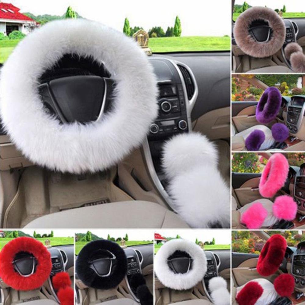 Solide doux longue laine floue volant couverture laine frein à main voiture accessoire mouton fourrure peluche protecteur couverture Kit