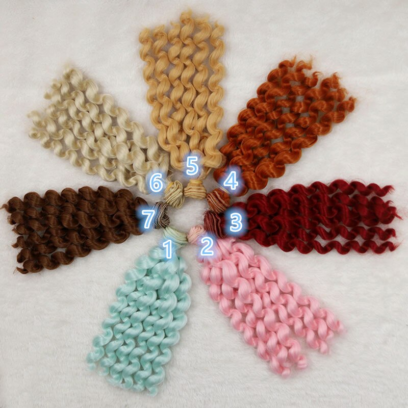 1 pcs 20cm*100cm doll wigs for BJD SD DD Chole doll Wigs High-temperature wire 6 roll curly wave hairs doll accessories