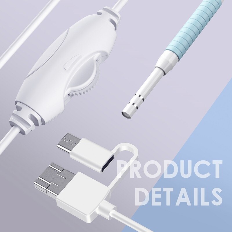 Ear Cleaning Endoscope Small 5.5mm 3 In1 Visual Ear Pick Cleaner Camera USB Ear Spoon Type C Ear Otoscope Borescope For Android
