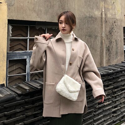 Vrouwen Schoudertassen Pluche Zachte Tassen Leuke Eenvoudige Flip Dames Mode Ketting Vrouwen Messenger Bags: white
