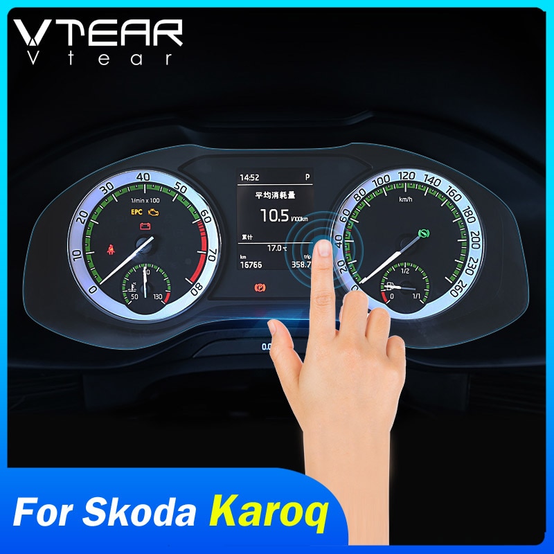 Vtear til skoda karoq instrumentpanel skærmbeskytter instrumentbræt membran bil beskyttende tpu film interiør tilbehør klistermærke