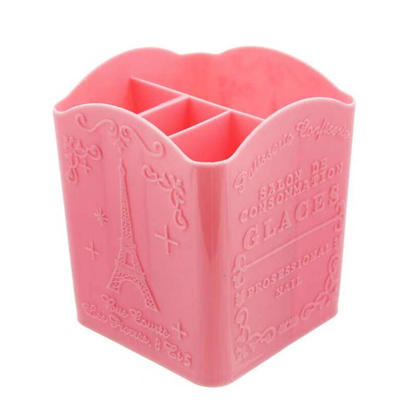4 rum makeup børste holder bærbar tom plast børster holder neglepen boks opbevaring organizer beholder tilfældig farve