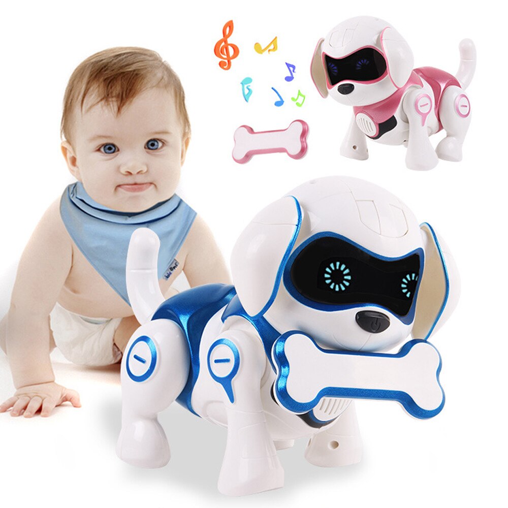 Juguete de Perro robot inteligente para bebés, juguete electrónico para mascotas, perros con música, cantar, bailar, caminar, inteligente, detección de infrarrojos, mascota D