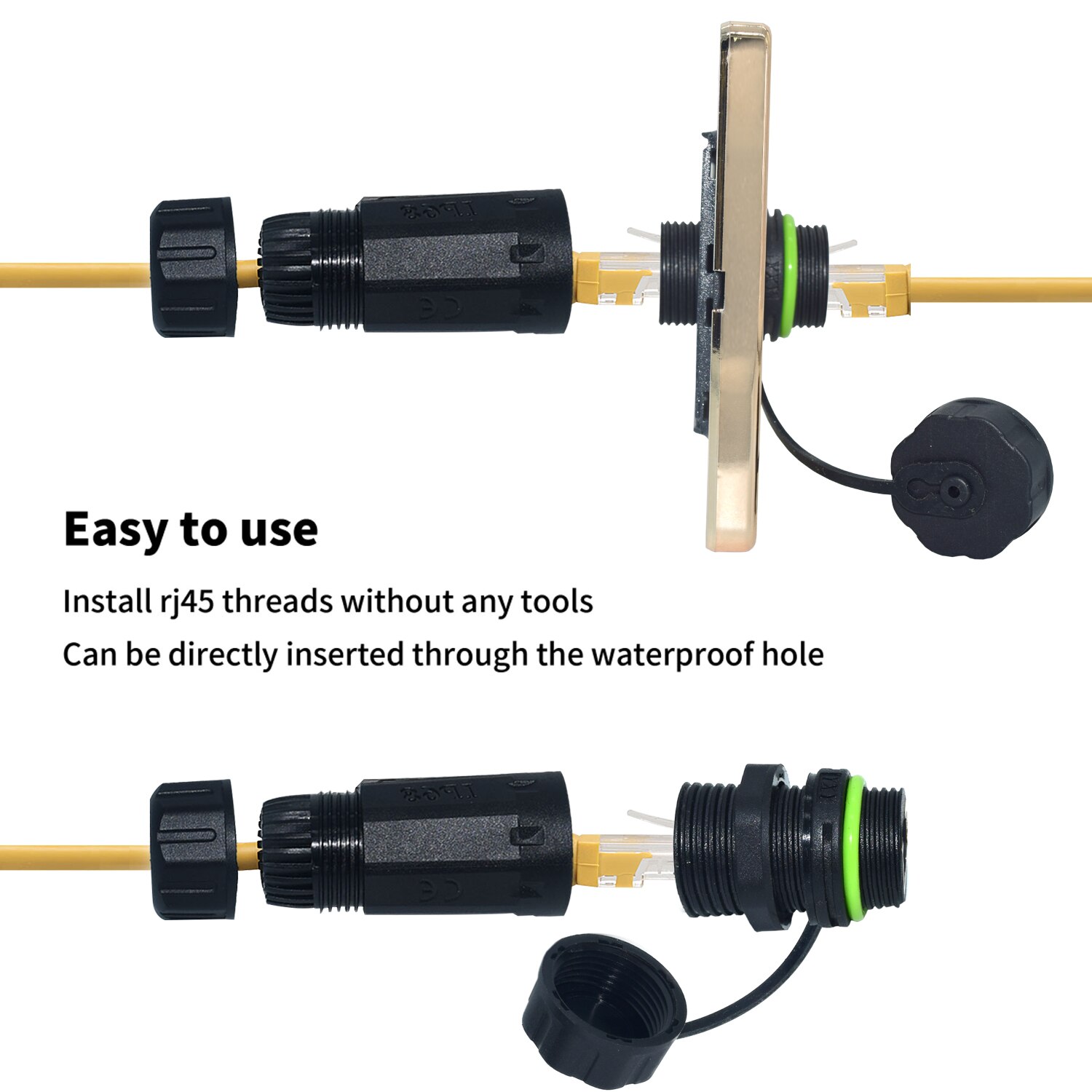 YXY IP68 Panel Mount Waterproof RJ45 Connector Outdoor Ethernet Jack Ethercon