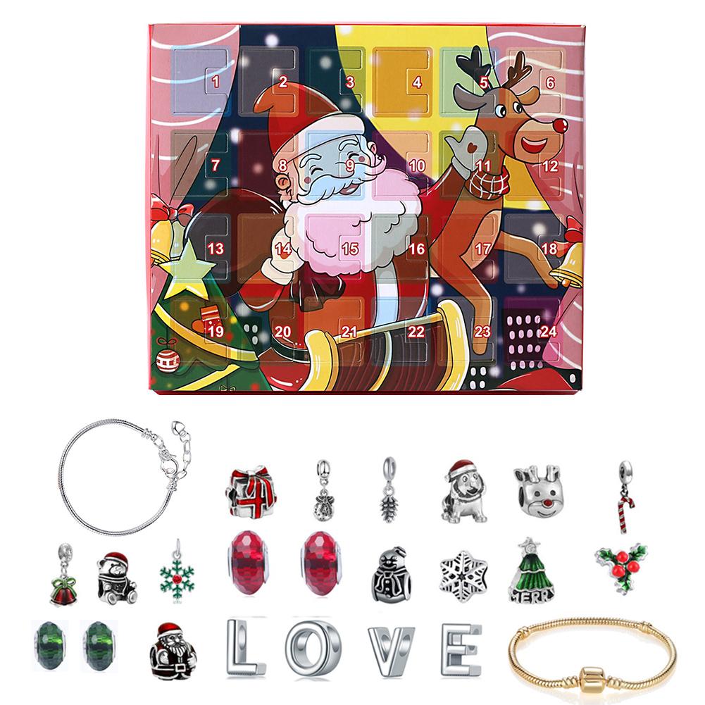 Schneemann Weihnachten Advent Kalender Frauen Mädchen Schmuck DIY Countdown-Kalender 24 Tage Reize Mit Armbinde einstellen freundlicher Überlegene: C