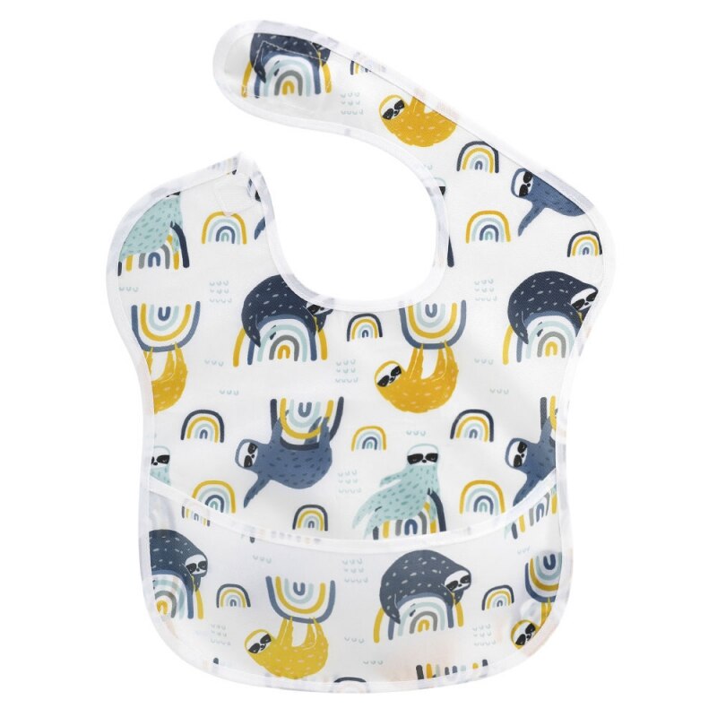 Bavoirs imperméables pour bébé 1O0% Polyester TPU revêtement bavoirs d'alimentation bavoirs lavables pour bébé avec receveur de nourriture pour Babies6S29