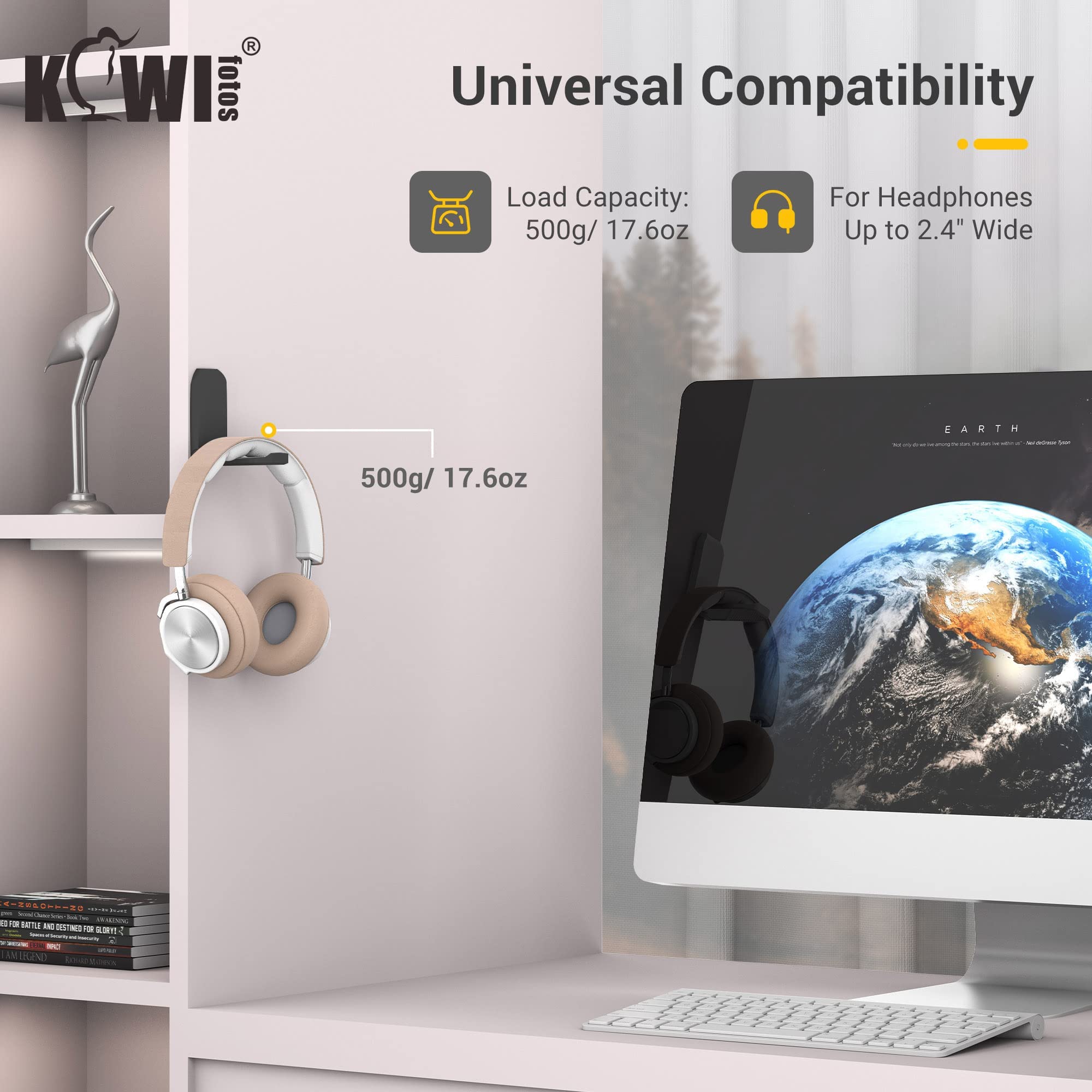 2er Pack Kopfhörer KleiderbüGel PC Spielen Headset Halfter Ständer Kleber Halfter Halterung für Zauberstab faltbare Kopfhörer Haken halterung unter Schreibtisch