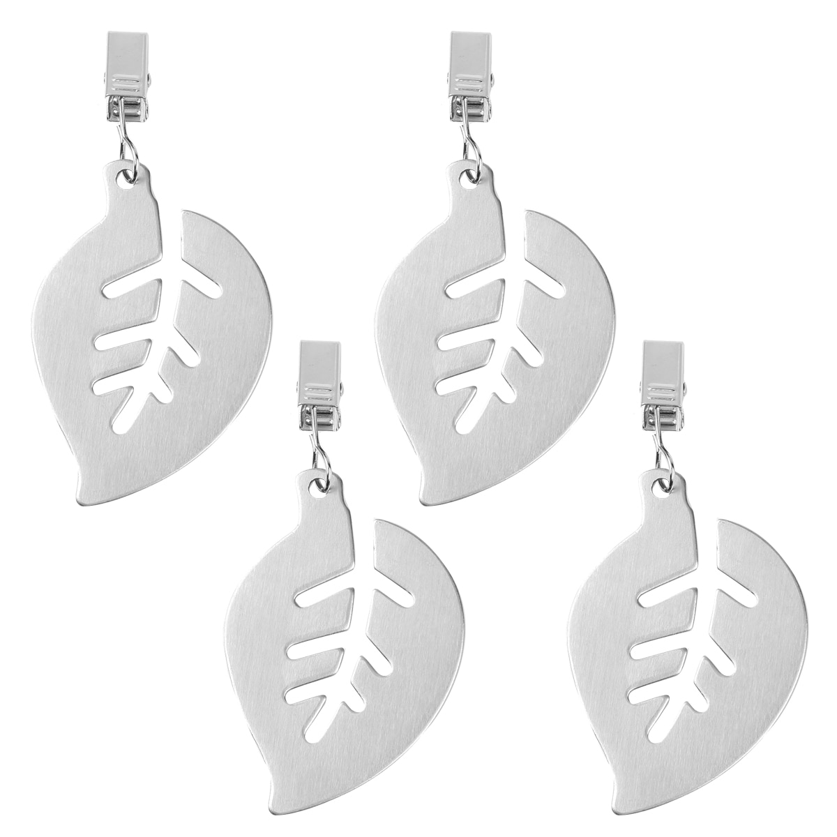 4 Edelstahl Hängen Schellen Vorhang Tischdecke Befestigen Metall Clips DIY Niedlichen Tisch Tuch Gewichte Heimat Party Dekoration Handwerk: Silber- Blätter
