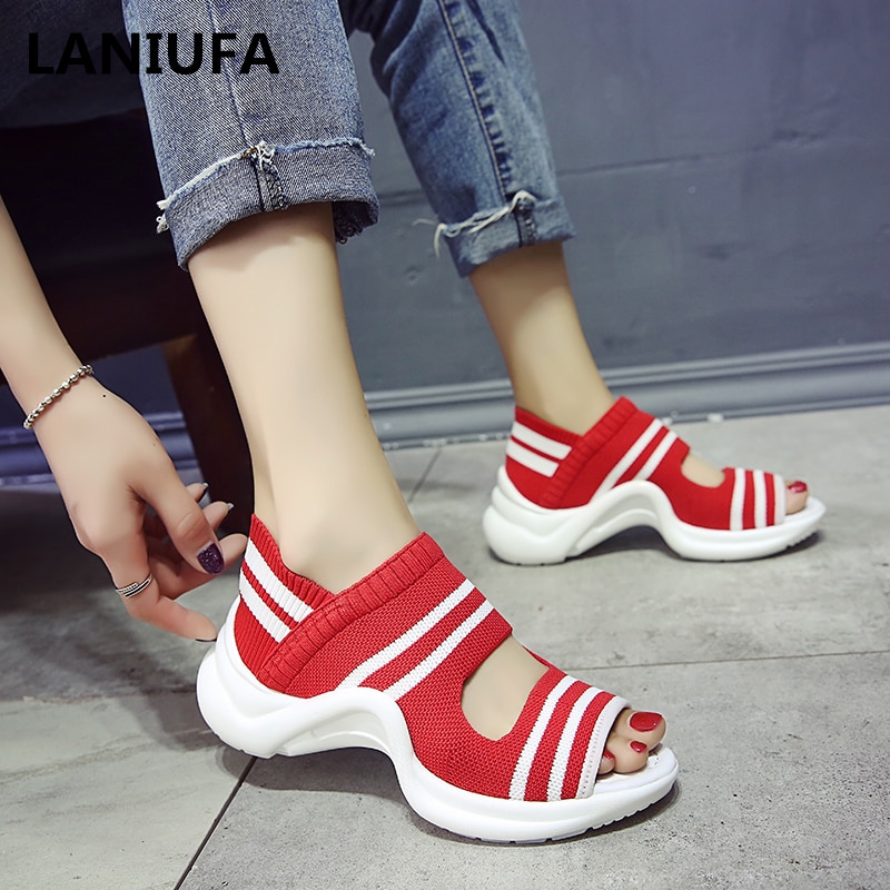 sommer Frauen Sandalen lässig Keile Komfortable Gittergewebe Atmungsaktive Schuhe Frau lässig Plattform Sandalen frauen schuhe mujer & 104