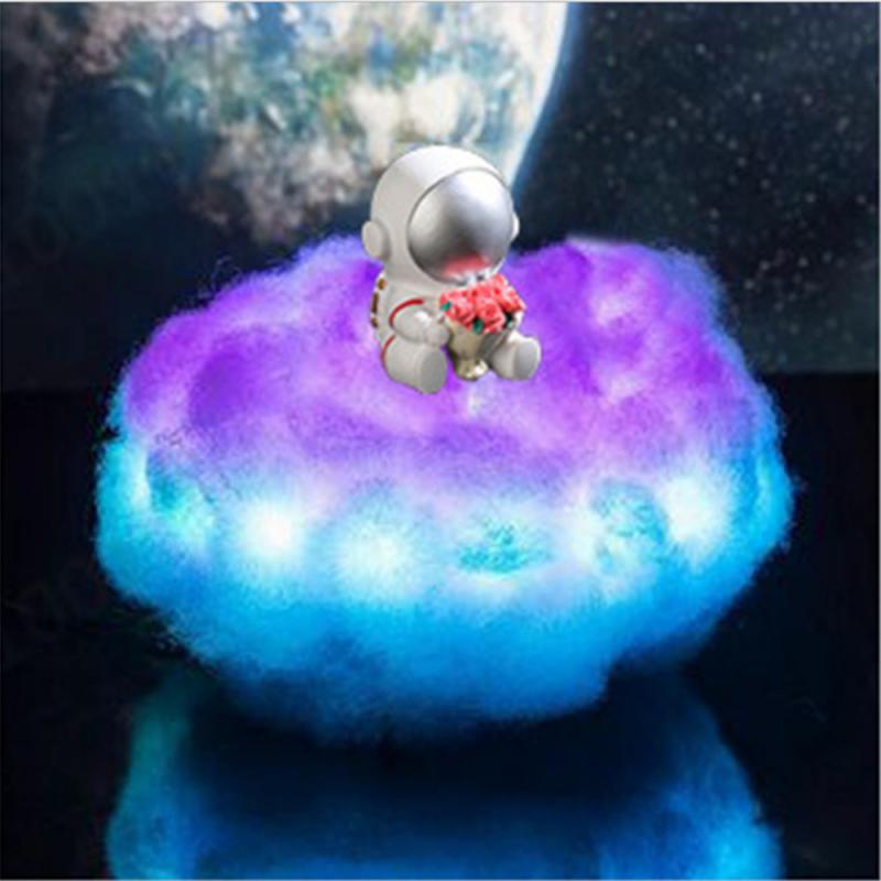 Astronaut Wolken Nachtlampje Ruimte Astronaut Led Lamp Nachtlampje 3D Regenboog Effect Kleurrijke Wolken Licht Met Afstandsbediening