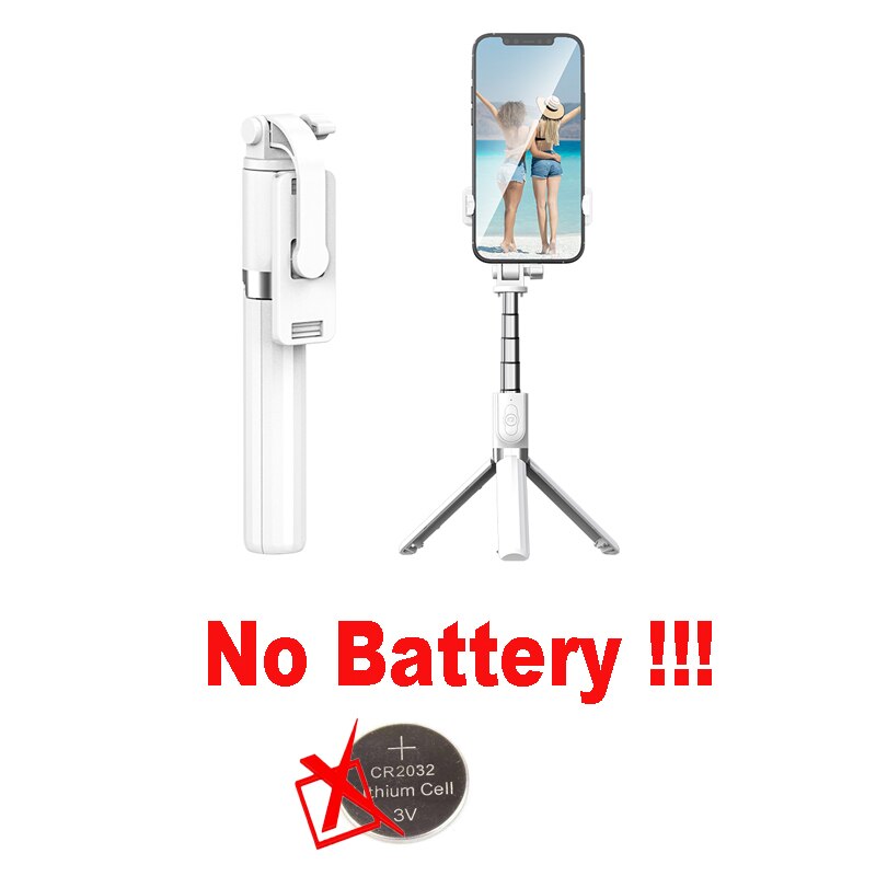 Adecuado para teléfonos inteligentes, iPhones y Samsung, 3 en 1 temporizador automático, trípode, monopié expandible, con control remoto Compatible con Bluetooth: White