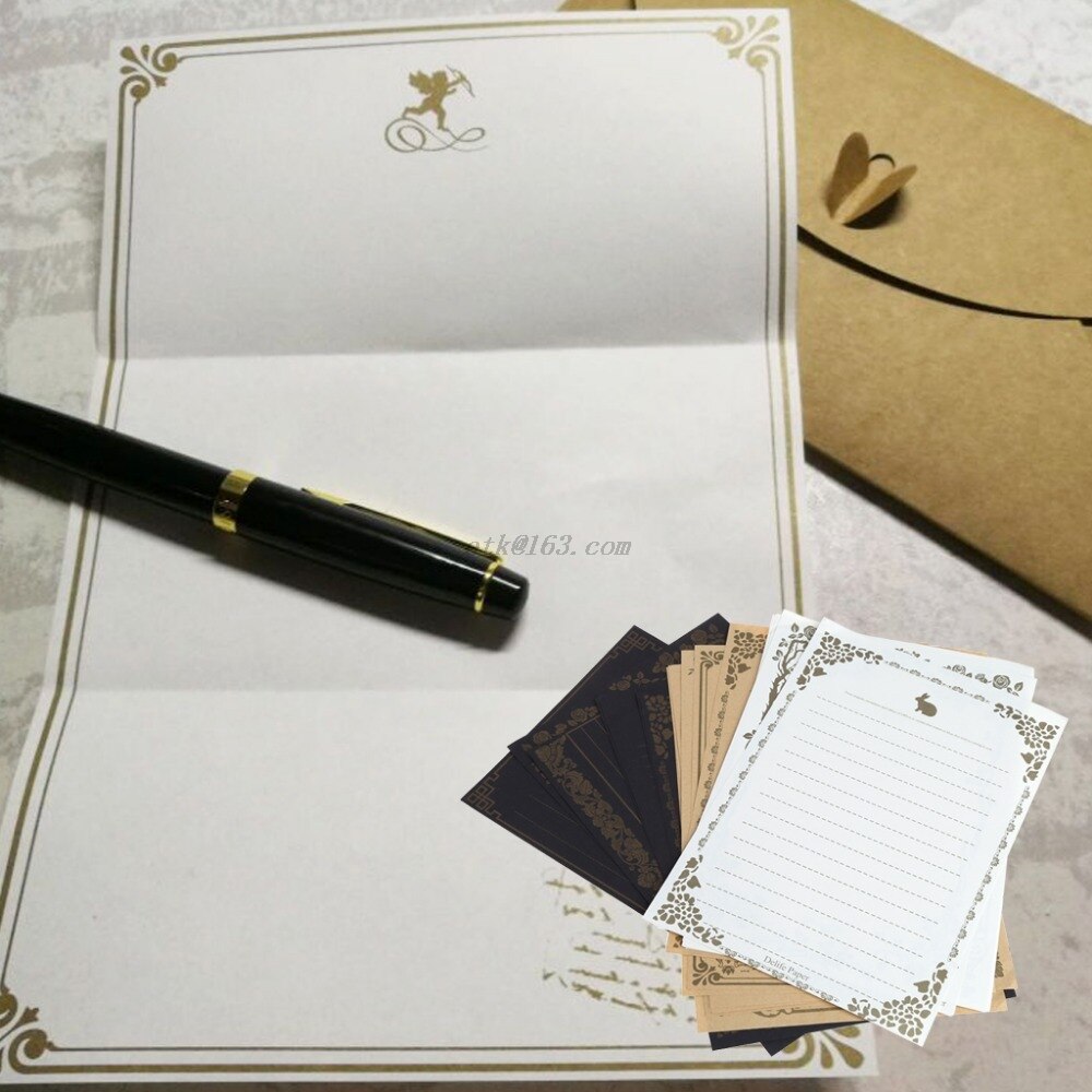 8 Sheets Vintage Retro Writing Stationery Paper Pad Note Letter Set