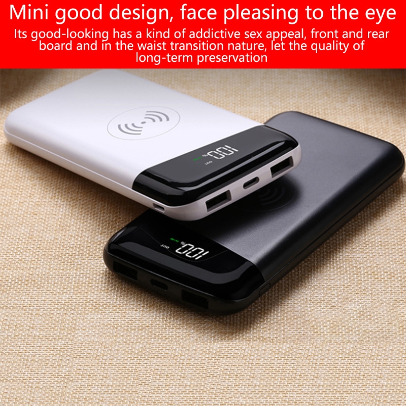 10000Mah Draadloze Oplader Power Bank W 2 Ingangen Vicedeal