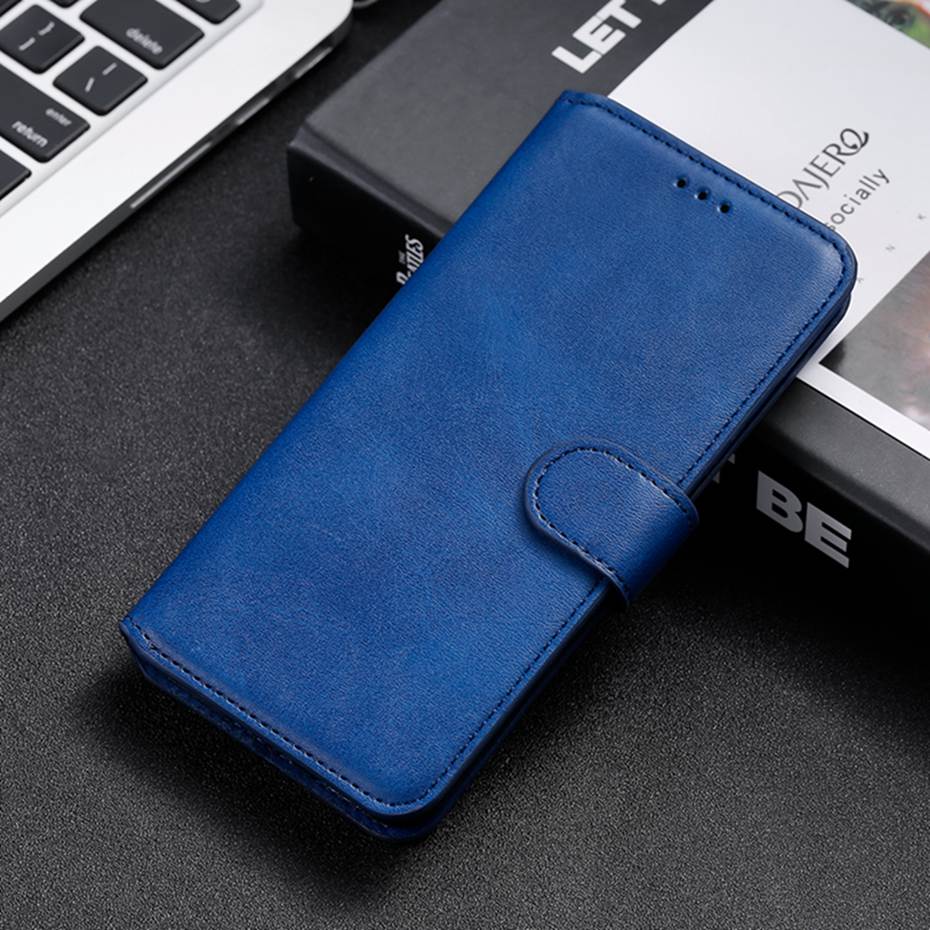 Coque de téléphone en cuir à rabat, étui portefeuille pour Xiaomi Redmi 9A: Blue