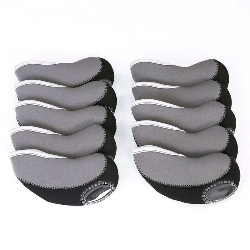 10 Stuks Zwart Neopreen Golf Club Head Cover Wedge Iron Beschermende Headcovers Ons