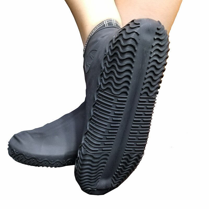 Waterdichte Schoen Cover Outdoor Regen Schoen Cover Dikke Slijtvaste Anti-Slip Schoen Cover Silicone Shoe Cover: Black / M