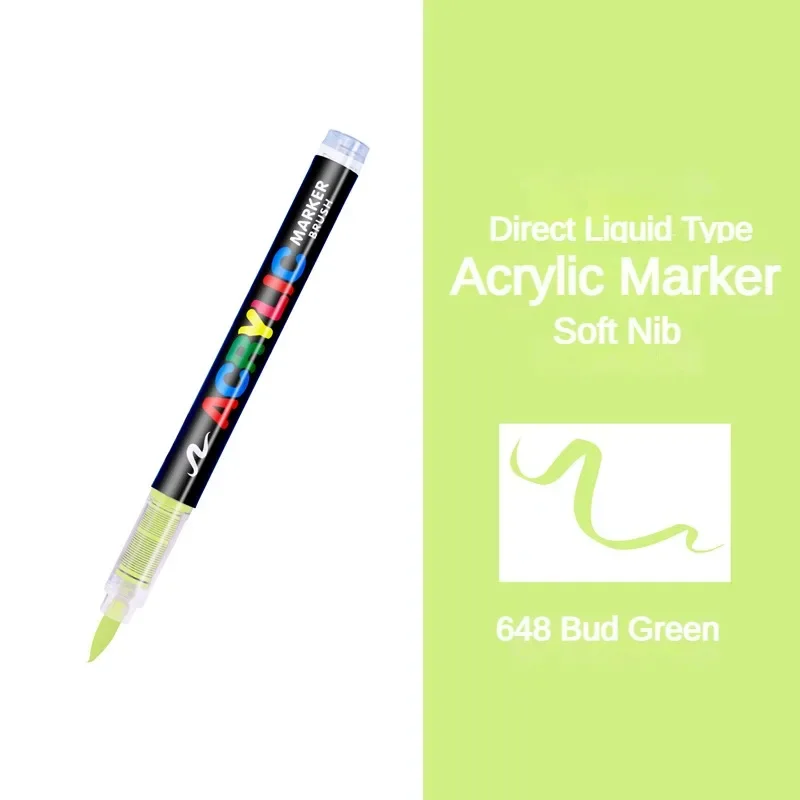 16 Colors Direct-liquid Acrylic Pens Paint Brush Marker Pen for Rock Painting Stone Ceramic Glass DIY Stationery Art Supplies: light yellow