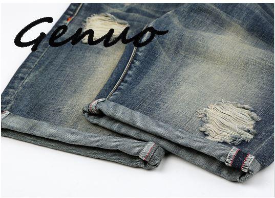Genuo – short en jean déchiré pour homme, bermuda de skate, de jogging, ondulé, été