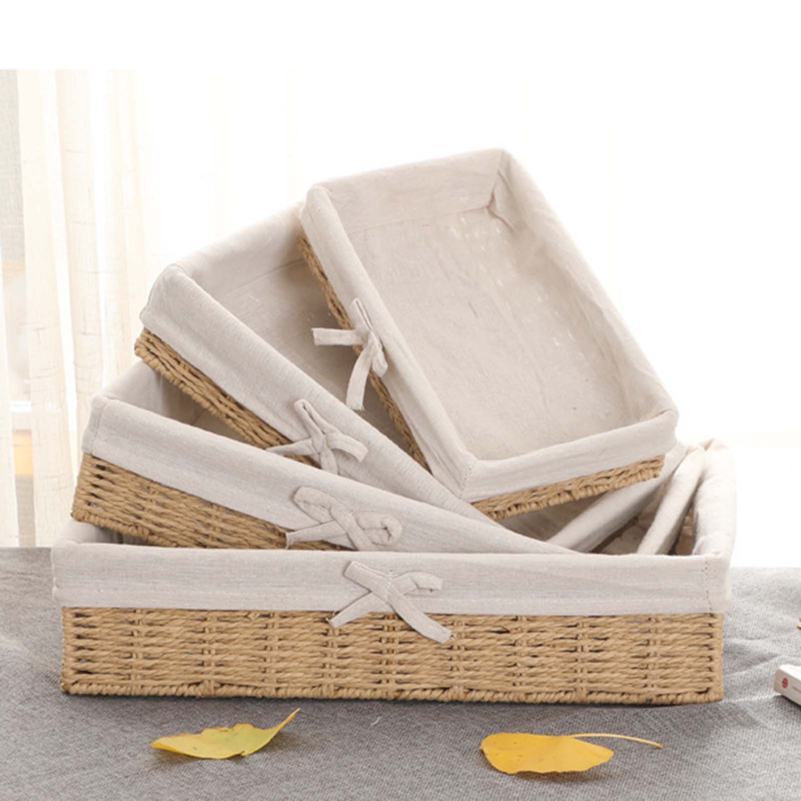 Gevlochten Manden Decoratieve Mand Rechthoekige Organizer Container Papieren Touw