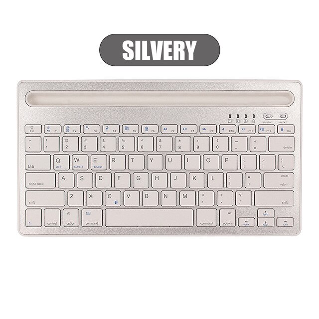 Dual Connect Wireless Bluetooth Keyboard For iPad Mini PC Laptop Keyboard For iPhone Samsung Xiaomi Tablet Mobile Phone Computer: Silver