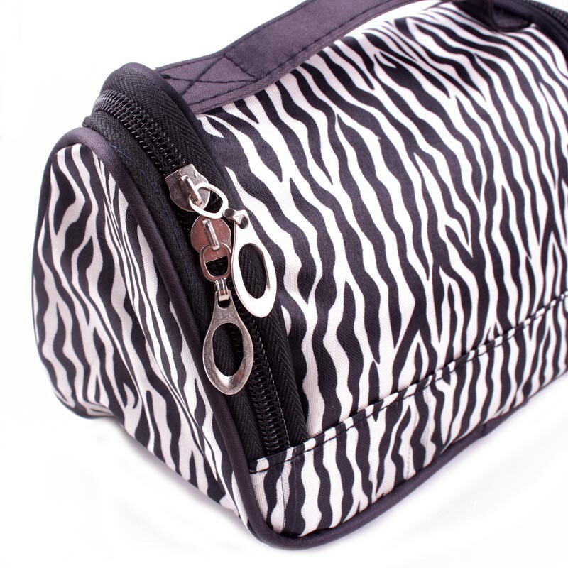 Organizador multifunción para brochas de maquillaje para mujer, neceser de viaje con rayas de cebra bolsa para estuche de maquillaje, neceser resistente al agua