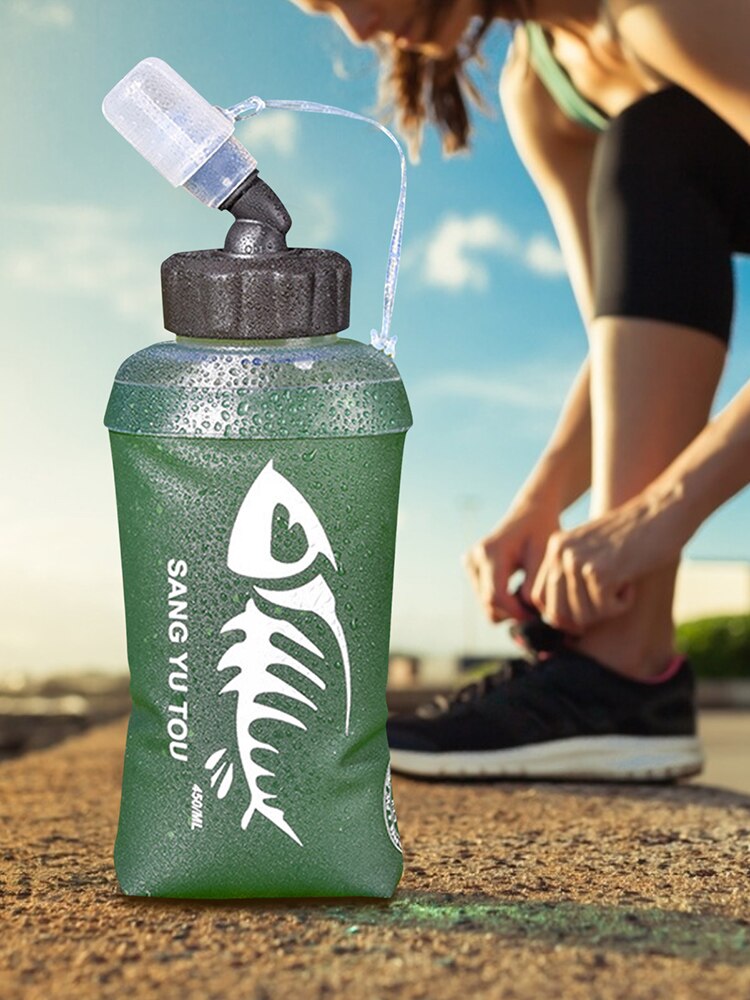 Sport Zacht Water Zak 450Ml Draagbare Vouwen Waterfles Siliconen Sport Waterkoker Reizen Fles Fles Water Bag Voor Fietsen kamp