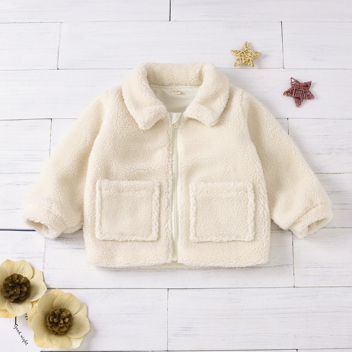Kids Wool Coat Winter Warmer Baby Boy Girl Cashmere Jackets Long Sleeve Plush Lapel Zip Up Beige Outerwear Thicken Clothes 1-6T: 5T